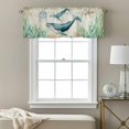 thumbnail image 3 of Vintage Ocean Valance Curtain Whale Starfish Seagrass Coral Compass Nautical Window Valances Rod Pocket Short Curtains Window Treatments for Kitchen Bedroom Bathroom Laundry 54" x 18", 3 of 9