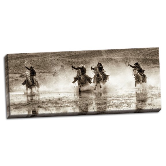 Gango Home Decor Horizontal Splash Dance II by Lisa Dearing (Ready to Hang); One 36x12in Hand-Stretched Canvas