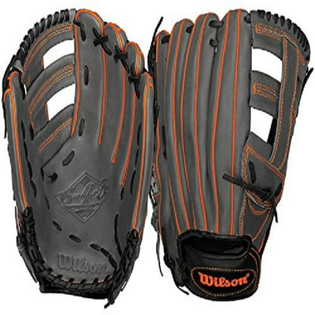 Wilson 6-4-3 Slowpitch Softball Glove, Black/Coal/Neon Orange, 13-Inch, Right Hand