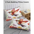 thumbnail image 3 of Spring Floral Pillow Covers Queen Size 2 Pack, Summer Botanical Birds Flowers Pastoral Soft Bed Throw Pillowcases Breathable Cooling Long Lumbar Body Pillow Sham Cover for Bed Sofa 20''x30'', 3 of 7