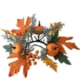 thumbnail image 2 of Kaireo Fall Candle Ring with Pumpkin Design and LED Candle, Artificial Halloween Table Centerpiece Wreath for Thanksgiving Dinner Home Decor – Orange, 1 Pack, 2 of 9