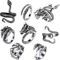 thumbnail image 1 of 8 Piezas Anillos Punk Vintage Dragón Serpiente Pulpo Retro Anillo Ajustable Abierto Conjunto de Anillo de Apertura Ajustable Estilo Punk, 1 of 5