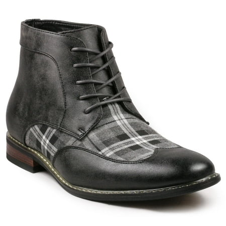 

Metrocharm Alex-07 Men s Plaid Lace Up Wing Tip Classic Oxford Boot