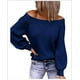 thumbnail image 1 of Suéter de punto suelto de talla grande con hombros abiertos Otoño e invierno Cuello de un solo carácter Suéter de color sólido Suéter de mujer europeo y americano, 1 of 6
