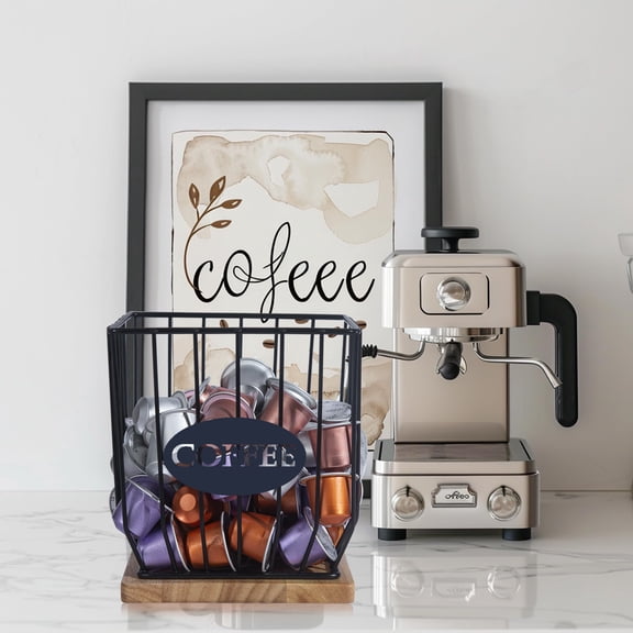 Extra-Large Coffee Pod Holder - K-Cup Storage Organizer for Small Spaces, Coffee Station Basket, Coffee Bar Accessories for Countertop Storage