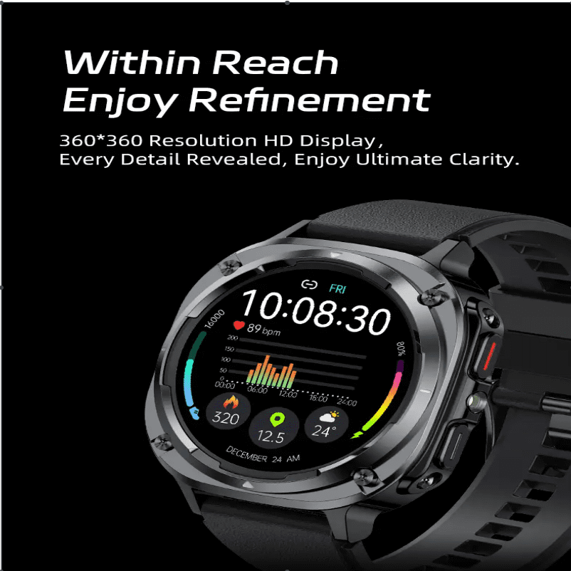 Smart Watch for Men iPhone Android, 1.39" HD Touchsreen, Bluetooth Call and Music Control, Fitness Tracker, 110+ Sports Modes, IPX8 Waterproof, Black