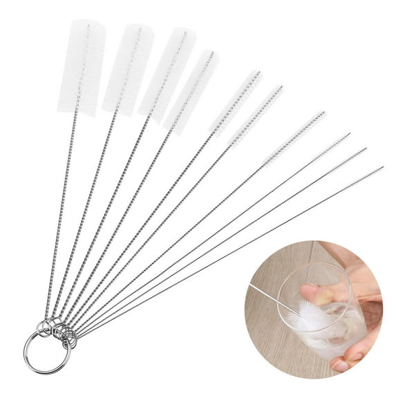 WHAMVOX 10Pcs Nylon Tube Brushes for Pipe Cleaning White Cylindrical