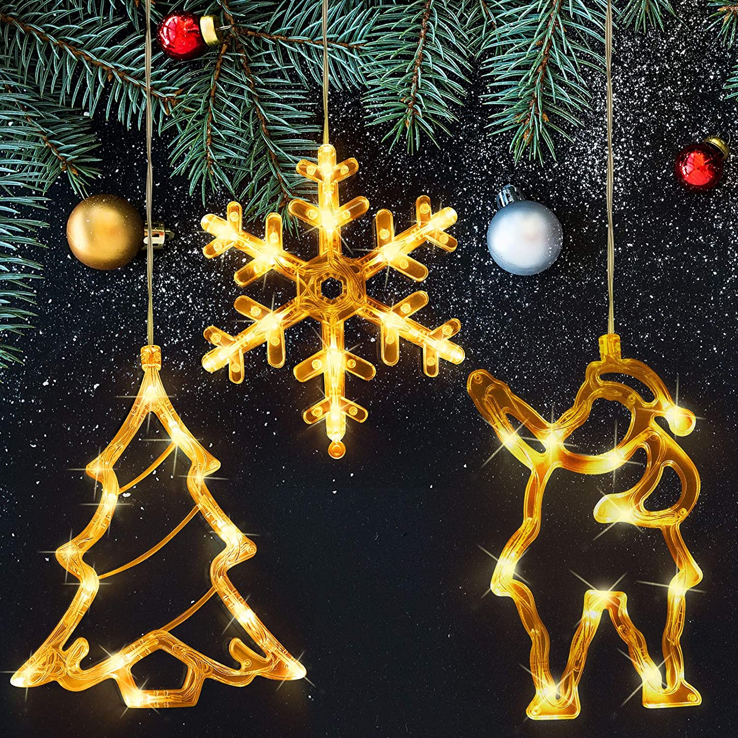 Bueautybox Christmas Led String Lights Christmas Bell Sucker Light Decorated Wire Twinkle Star Light Christmas Twinkle Star Room Window Wall Christmas Tree Decoration Holiday Lights - image 1 of 7