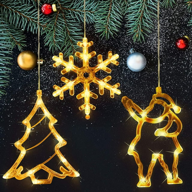 Bueautybox Christmas Led String Lights Christmas Bell Sucker Light Decorated Wire Twinkle Star Light Christmas Twinkle Star Room Window Wall Christmas Tree Decoration Holiday Lights