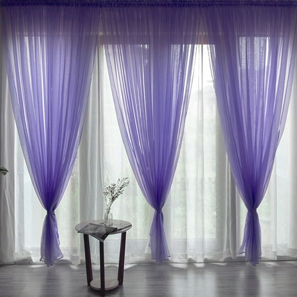 Rideaux de Tulle d'Ombrage pour le Salon Rideaux de Criblage de Fenêtre Drapent la Couleur du Panneau: Taille Violet Moyen: 1 * 2,7 M