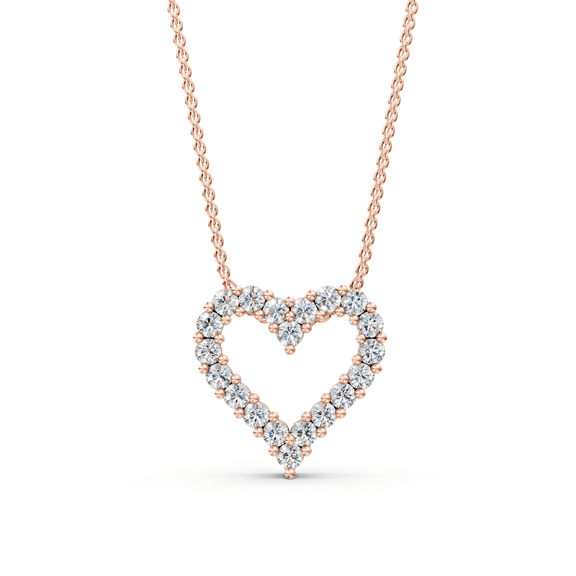 KEEVA JEWELS 0.70Ct Round Moissanite Heart Necklace for Women with 18 Inch Chain Made in Rose Gold Plated Silver