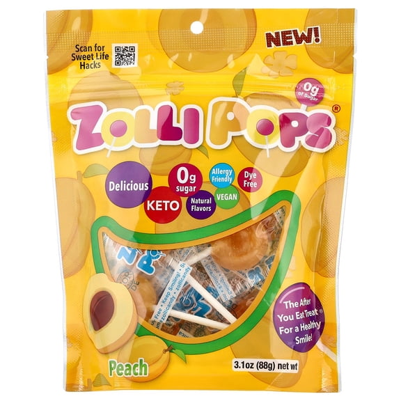 Zollipops The Clean Teeth Pops, Peach, 3.1 oz