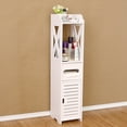 thumbnail image 1 of Armoire de Rangement pour Salle de Bain, Support de Salle de Bain avec Insert Porte-Papier Toilette, Armoire de Rangement Mince pour Petit Espace, Petite Armoire de Salle de Bain, Blanc, 1 of 5