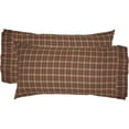 thumbnail image 3 of VHC Brands Crosswoods Plaid Cotton Primitive Bedding King Pillow Case Set of 2, Natural Tan, 3 of 6