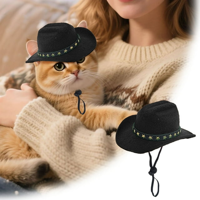 Chapeau de Cowboy pour Chats Accessoire de Fête de Carnaval Occidental pour Intérieur Extérieur
