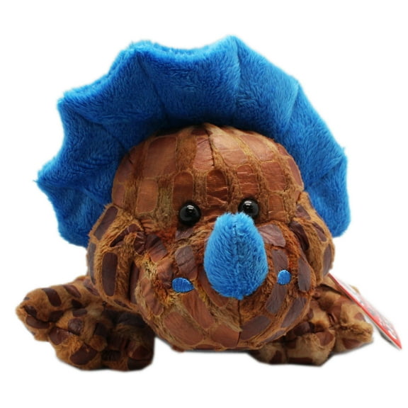 Frolicky Fossils Brown and Blue Triceratops Dinosaur Plush Toy - By Ganz