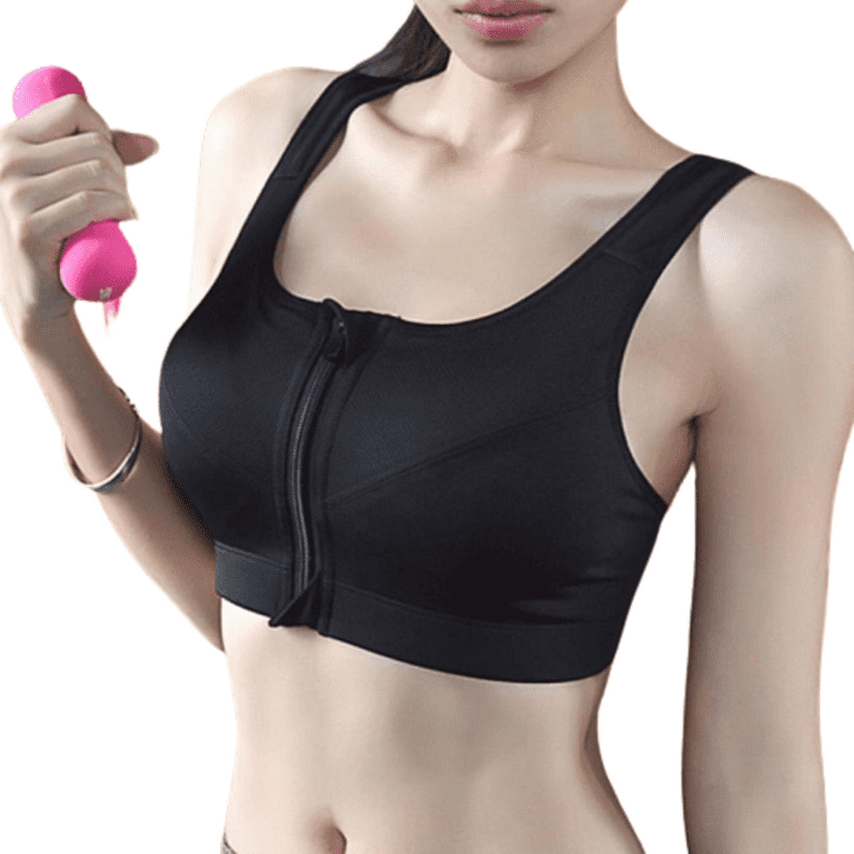 Women Seamless Sport Bra Professional Zipper Front Running Sports Bra Push  Up Shockproof Wirefree Crop Top Plus Size 2XL 