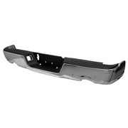 REAR STEP BUMPER ASSEMBLY; CHROME FINISH; FOR 1500 MODELS WITH DUAL EXHAUST; WITHOUT PARK ASSIST SENSOR HOLES; INCLUDES BUMPER/PAD/BOTH