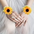 thumbnail image 4 of 2pcs Sunflower Wrist Corsage Wedding Wrist Corsage Yellow Hand Flowers Artificial Flowers Accessories for Bride Bridesmaid Festival Engagement Wedding Party Prom Suit Decorations, 4 of 9