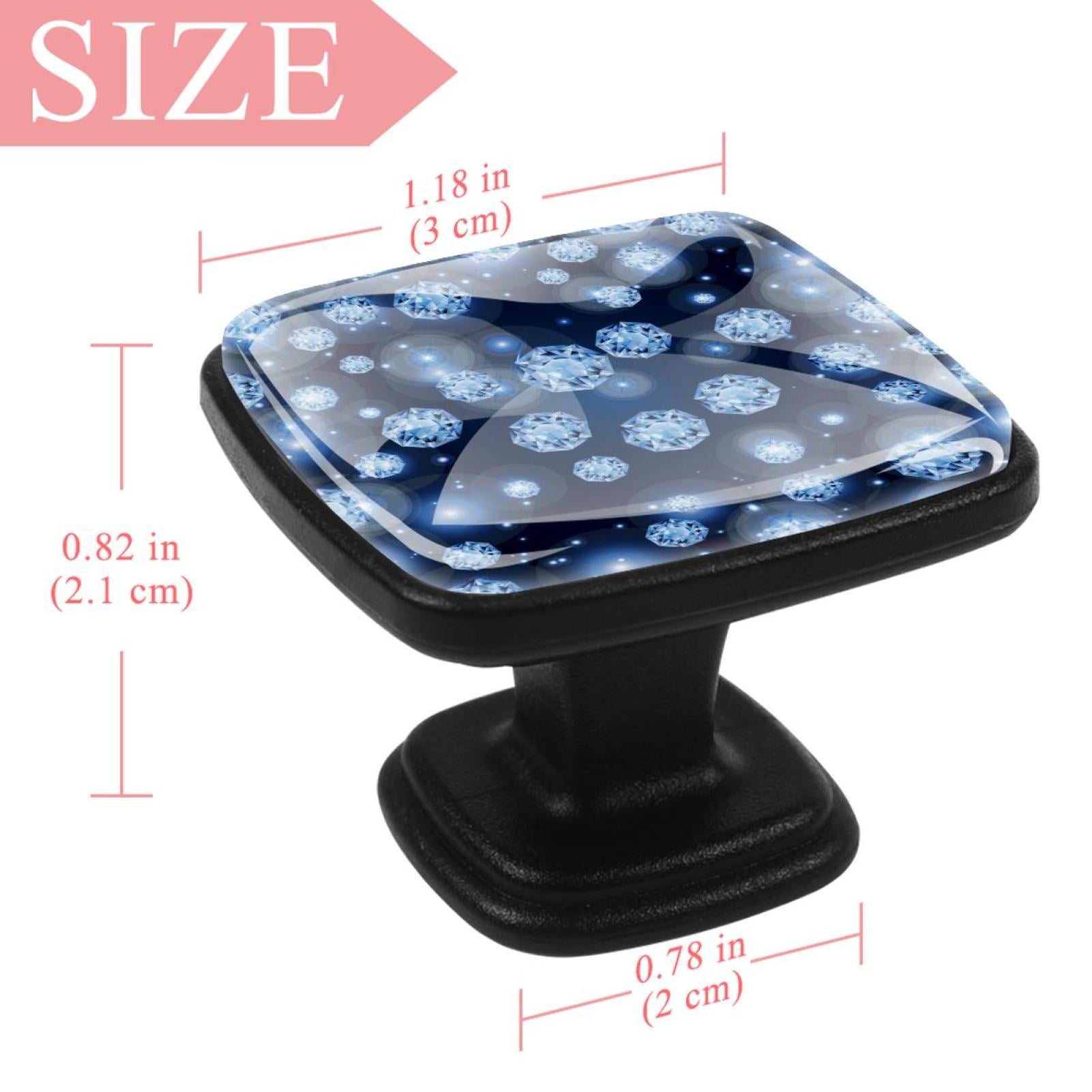 4 Pcs Square Cabinet Handle Cupboard Knob Drawer Pulls Handle Gem Diamond Shiny Bling Drawer Knobs with Screws Furniture Decoration