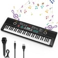 thumbnail image 1 of Teclado Piano Wfhdtx 61 teclas con altavoz y micrófono negro, 1 of 7