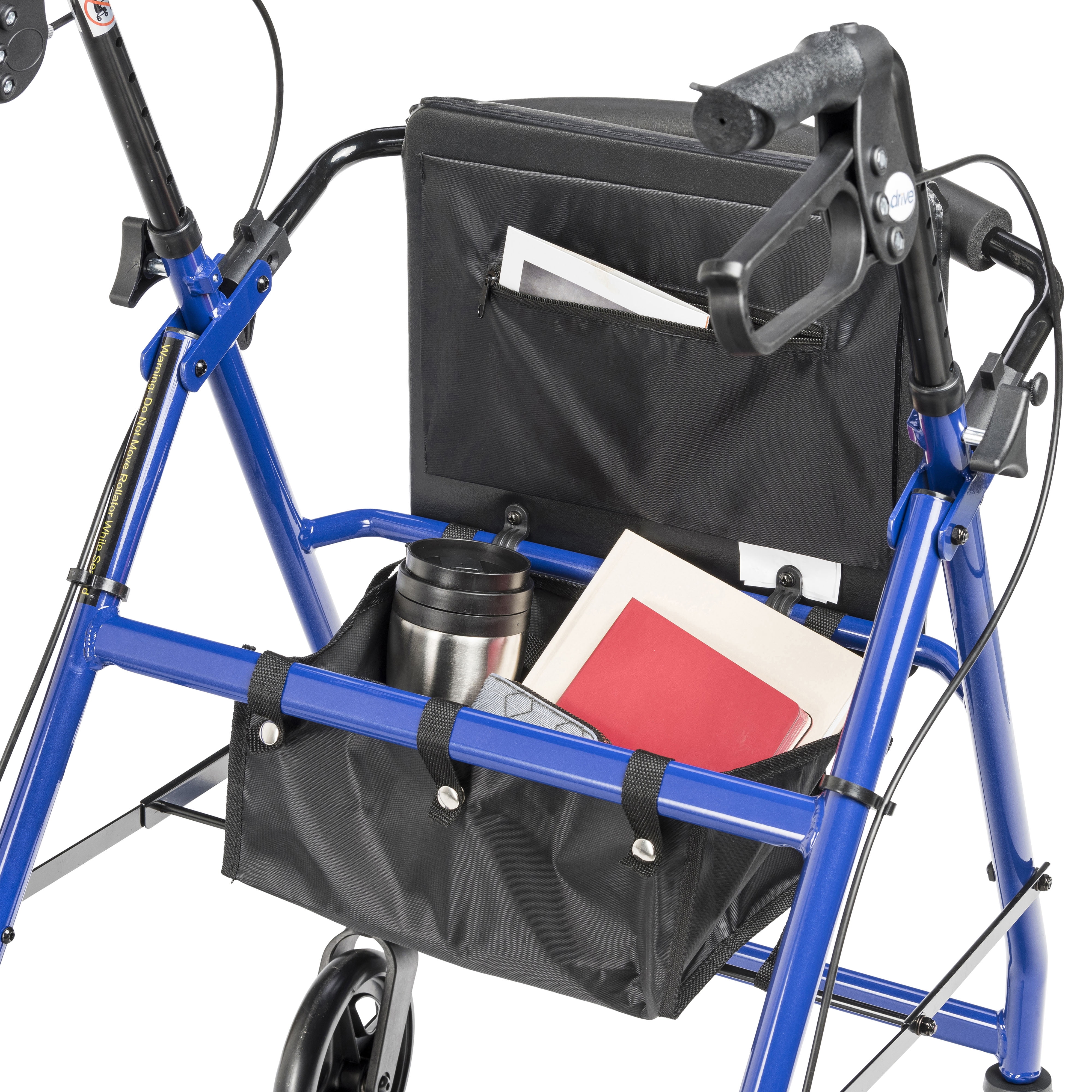 Drive Medical Rollator Rolling Walker with 6" Wheels, Fold Up Removable Back Support and Padded Seat, Blue