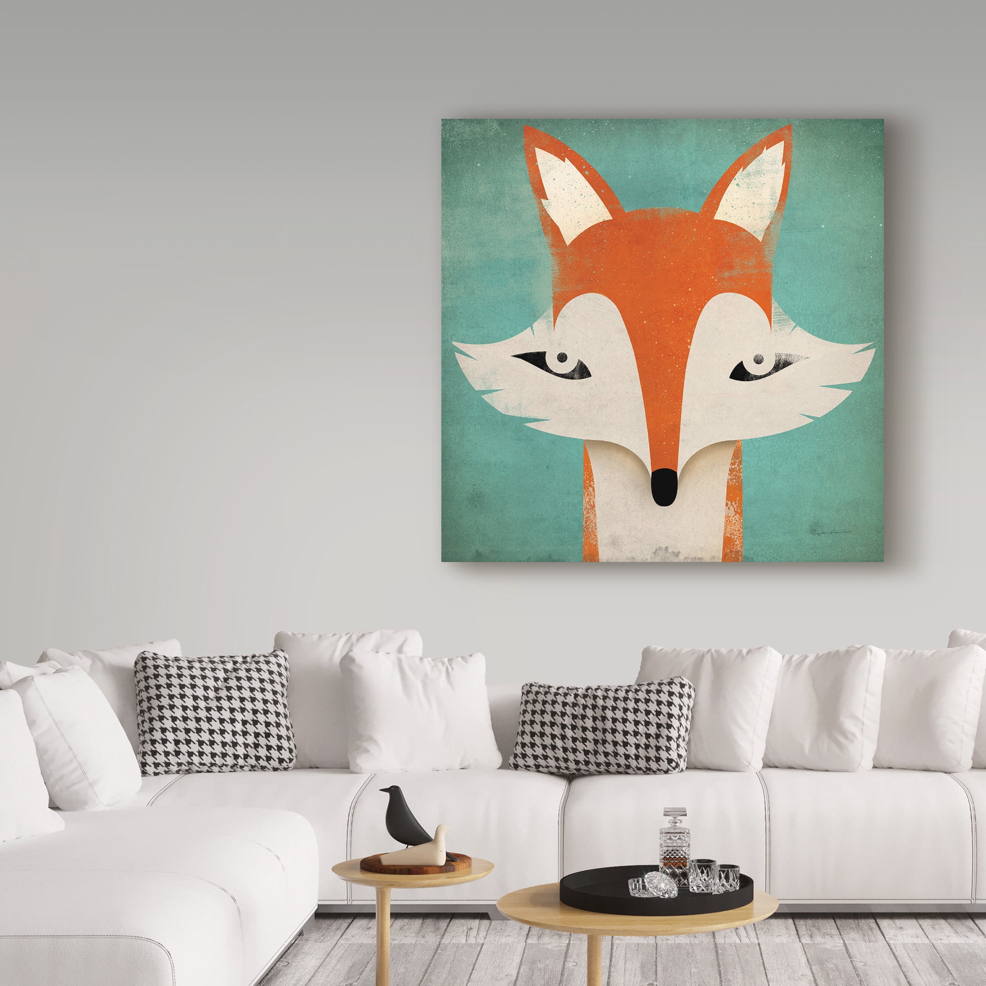 Trademark Fine Art 'Fox on Teal' Canvas Art by Ryan Fowler