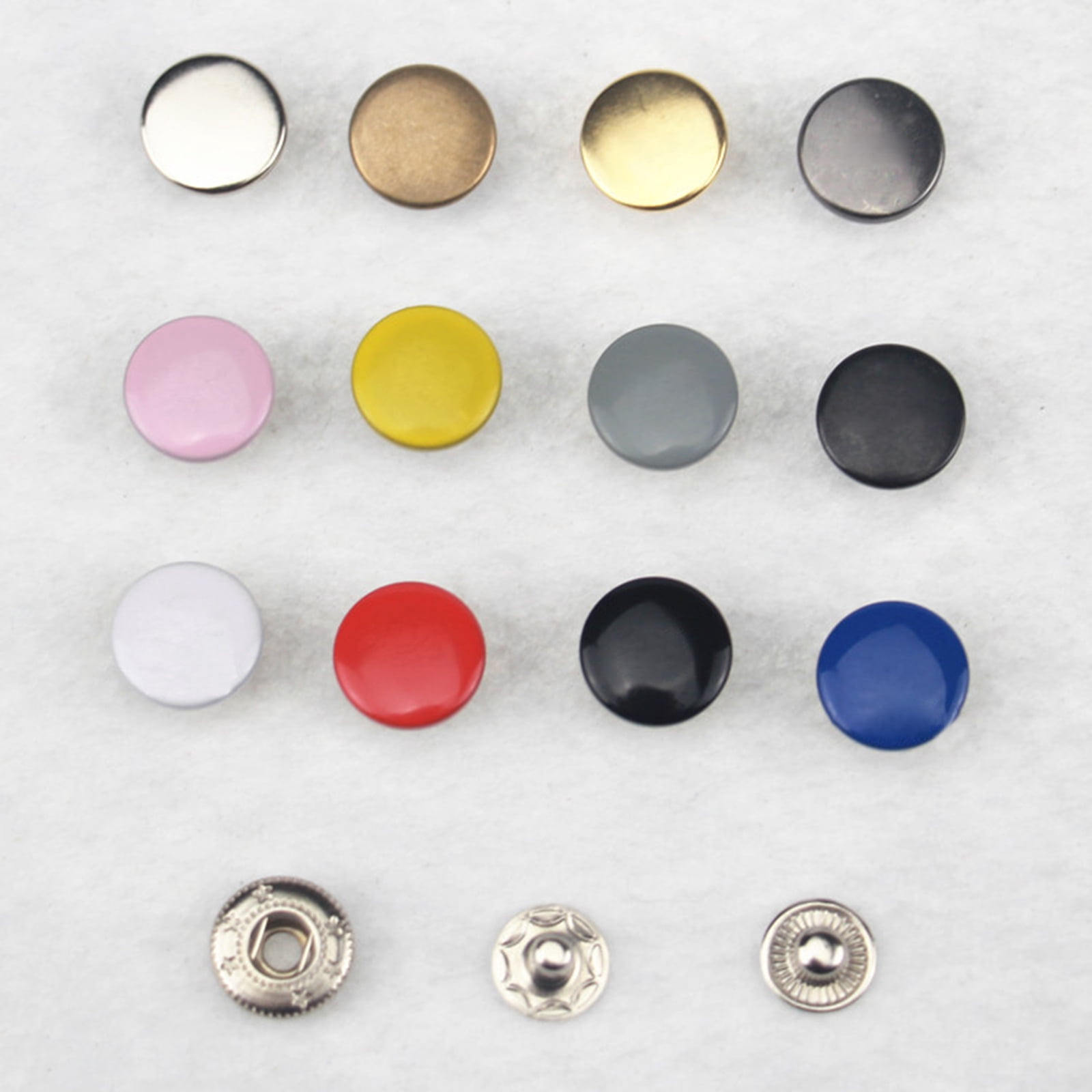 Geemin 120 Sets Round Snap Fastener Kit No Need Sew Removable Clothing Snap Buttons