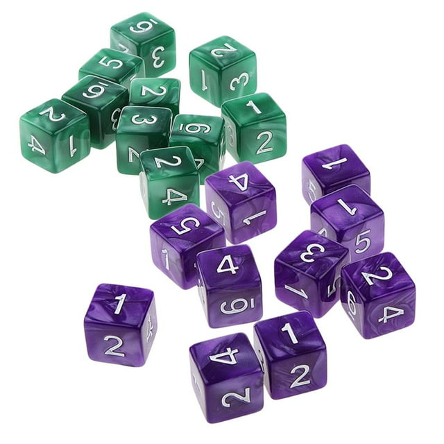 Dados Numeral Dado de 6 Caras de Acrílico Zulema 20 Unidades Verde y morado