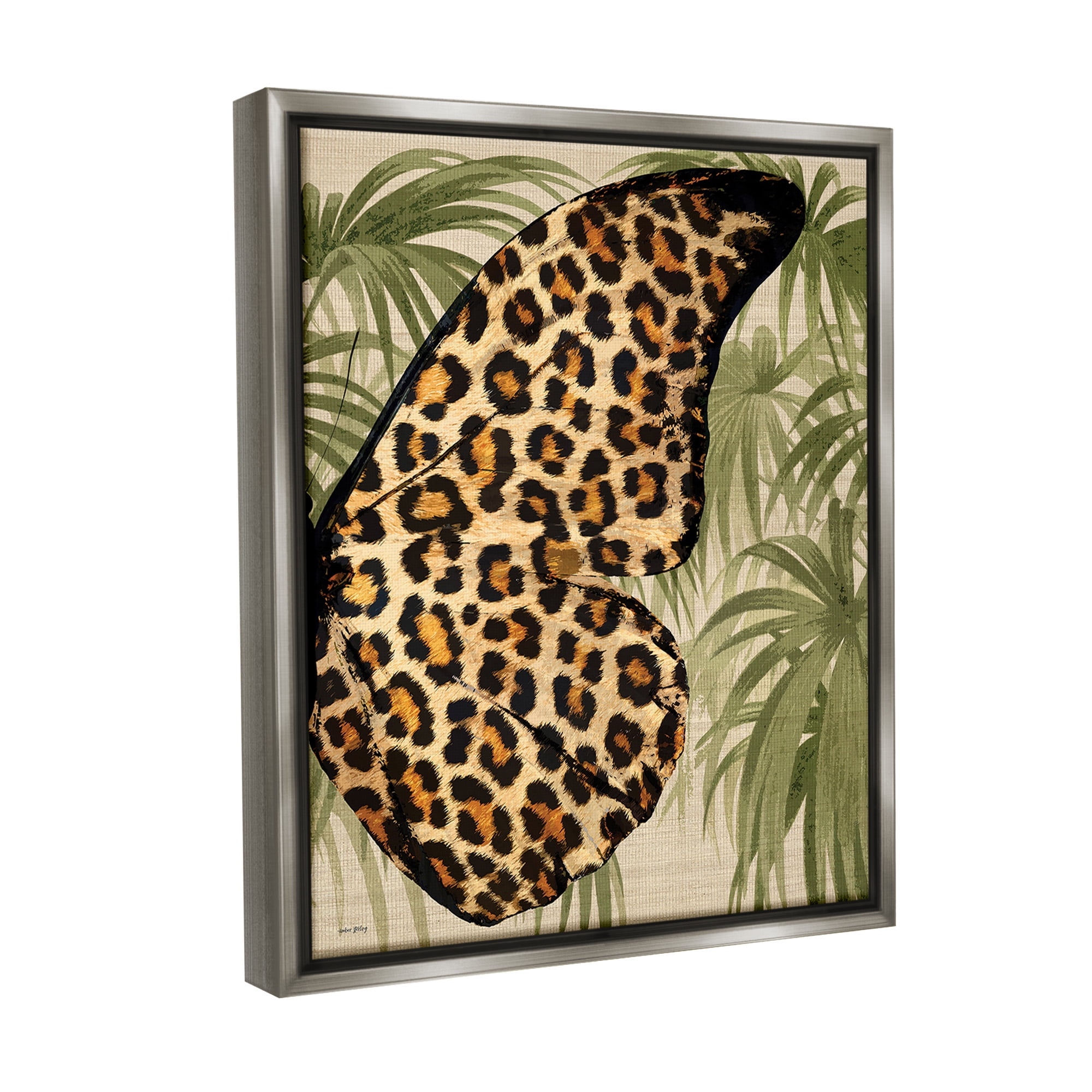 Stupell Industries Butterfly Wing with Pattern Animals & Insects Painting Gray Floater Framed Canvas Art Print Wall Art, 25 x 31
