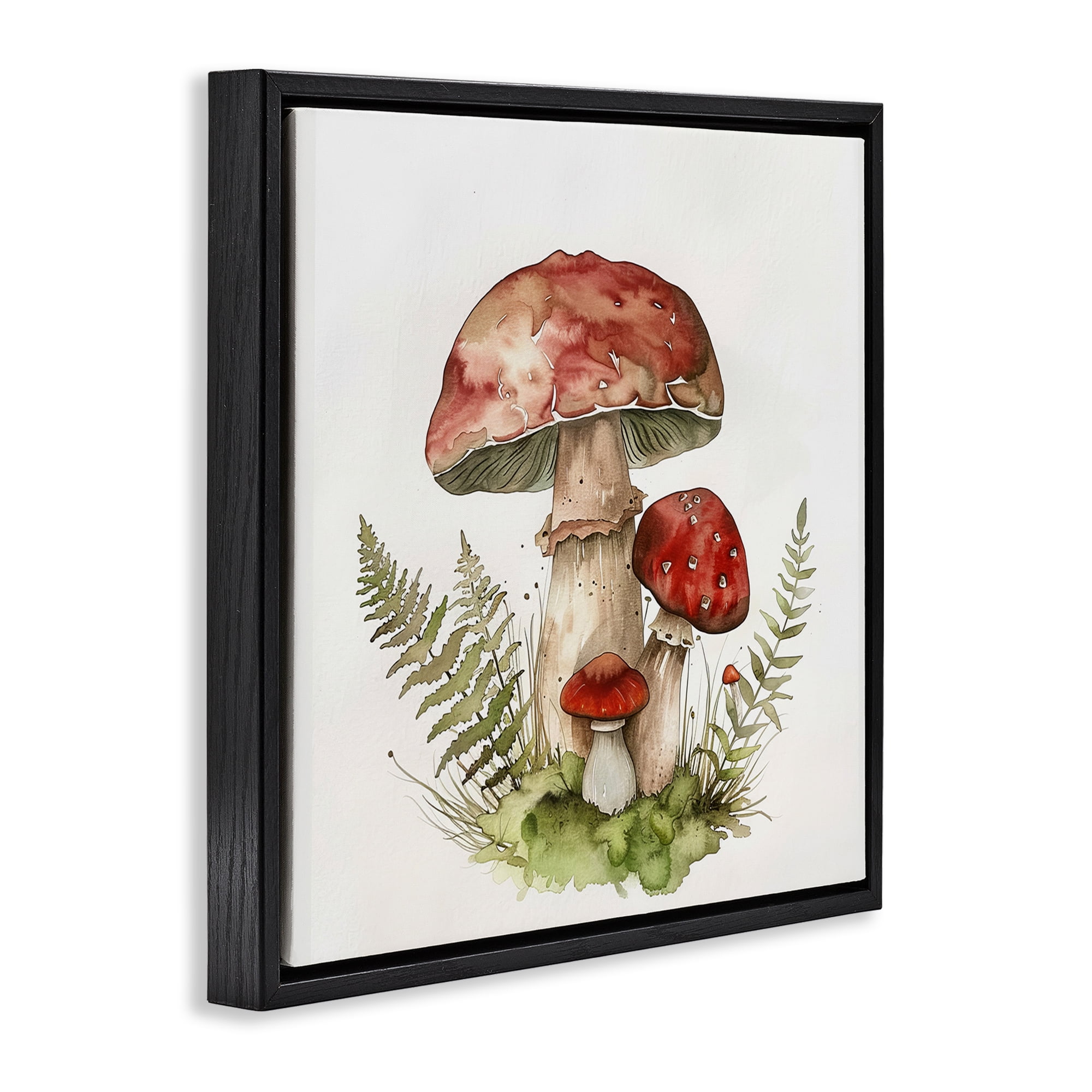 Stupell Industries Enchanted Forest Floor Plants & Flowers Painting Black Floater Framed Canvas Art Print Wall Art, 25 x 25