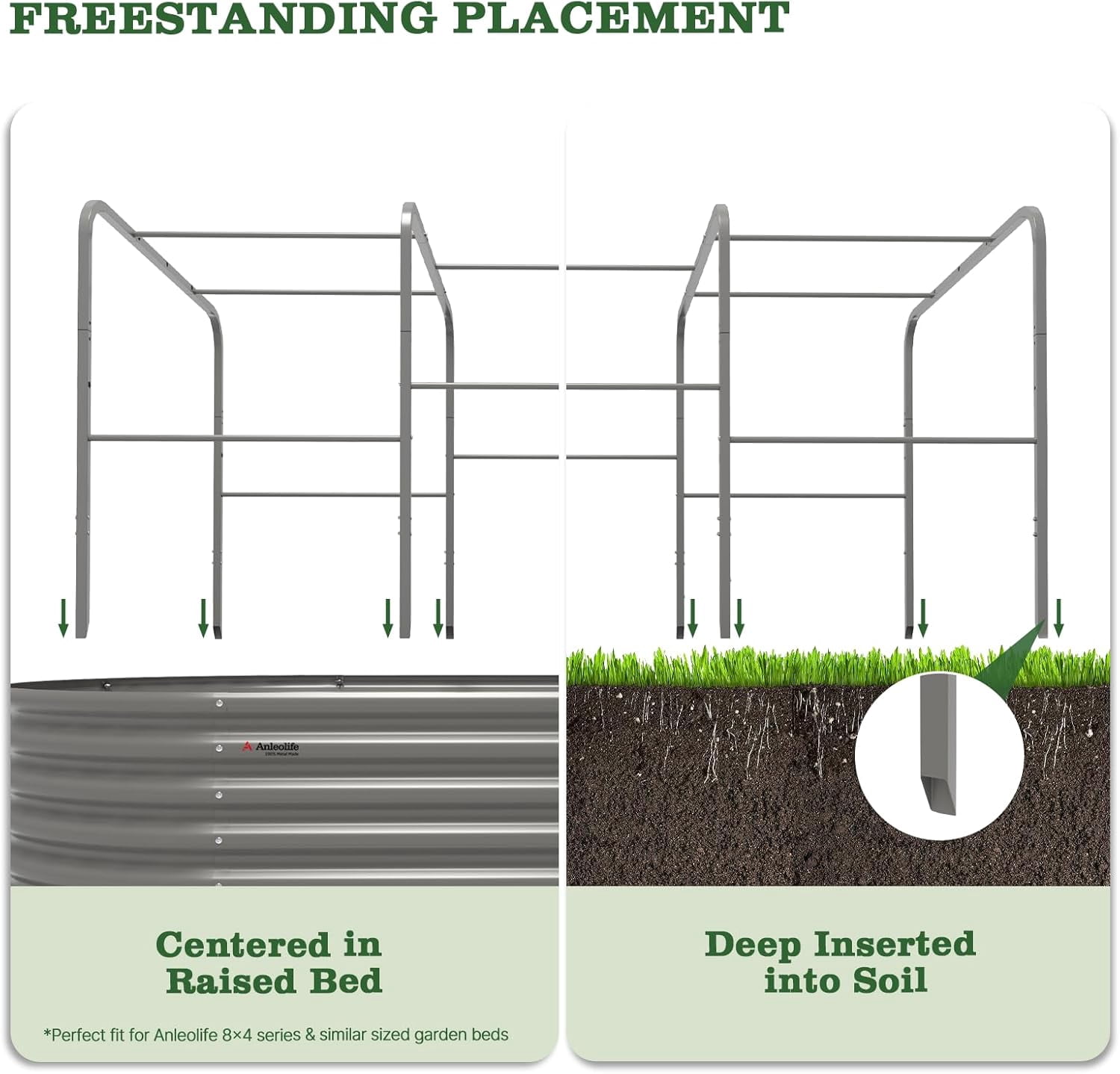 A ANLEOLIFE Trellis System with Net Cover, Garden Tunnel Trellis for Raised Beds, Mini Greenhouse Nursery Cage, 60 Mesh PE Insect Netting, Breathable Pest Barrier for Seedlings & Climbing Vegetables