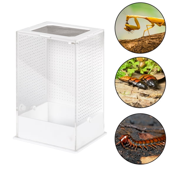 REPTI ZOO Mini Terrario de Acrílico para Reptiles, 12cmx10cmx20cm de 2.4 Lt, Caja de Cría de Reptiles, Terrario para Tarántula, Escorpión, Isópodos, Cucaracha, Invertebrados, Insectos y Mantis