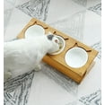 thumbnail image 5 of Fairela Elevated Triple Bamboo Pet Feeder with Ceramic Bowls,Raised Food & Water Stand for Cats,Small Dogs, 5 of 8