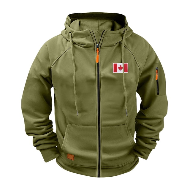 Dvprdro Jackets for Men Cargo Solid Color Multiple Pockets Sports Ditness Training Raglan Long Sleeved Hooded Casual Jacket