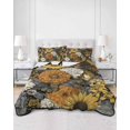 thumbnail image 2 of Full Size Quilt Bedding Set, Yellow Sunflowers Reversible Summer Quilt 3 Pieces, Vintage Black Farmhouse Floral Lightweight Bedspreads Coverlets with 2 Pillow Shams for All Seasons, 2 of 5