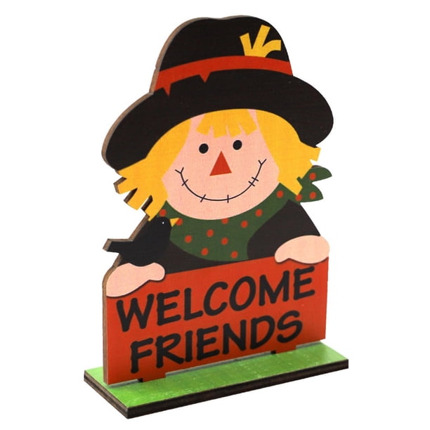 Decoraciones de mesa de madera para festivales de parachoques felices,decoración de mesa de espantapájaros Cushaw de hoja de arce naranja,letrero,decoraciones para fiestas de otoño