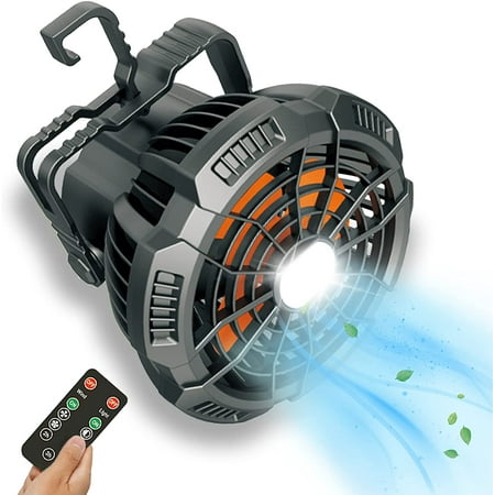 

Portable Camping Fan for Tents 3 Speeds Personal Rechargeable Ceiling and Desk Fan with Hanging Hook(Remote Control)
