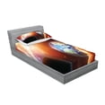 thumbnail image 2 of Ambesonne Space Fitted Sheet & Pillow Sham Set, Nebula Stars in Solar, Twin, Orange Blue, 2 of 2