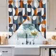 thumbnail image 4 of Vintage Mid-Century Swag Valances for Windows 2 Pack Modern Abstract Geometric Orange White Swag Kitchen Curtains 36 Inches Long Rod Pocket Short Window Treatment for Kitchen Bathroom 28"x36", 4 of 8