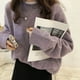 thumbnail image 1 of Suéter de cuello redondo suelto para mujer, de color sólido, suave y encerado, estilo holgado, para otoño e invierno, para uso exterior, 1 of 5