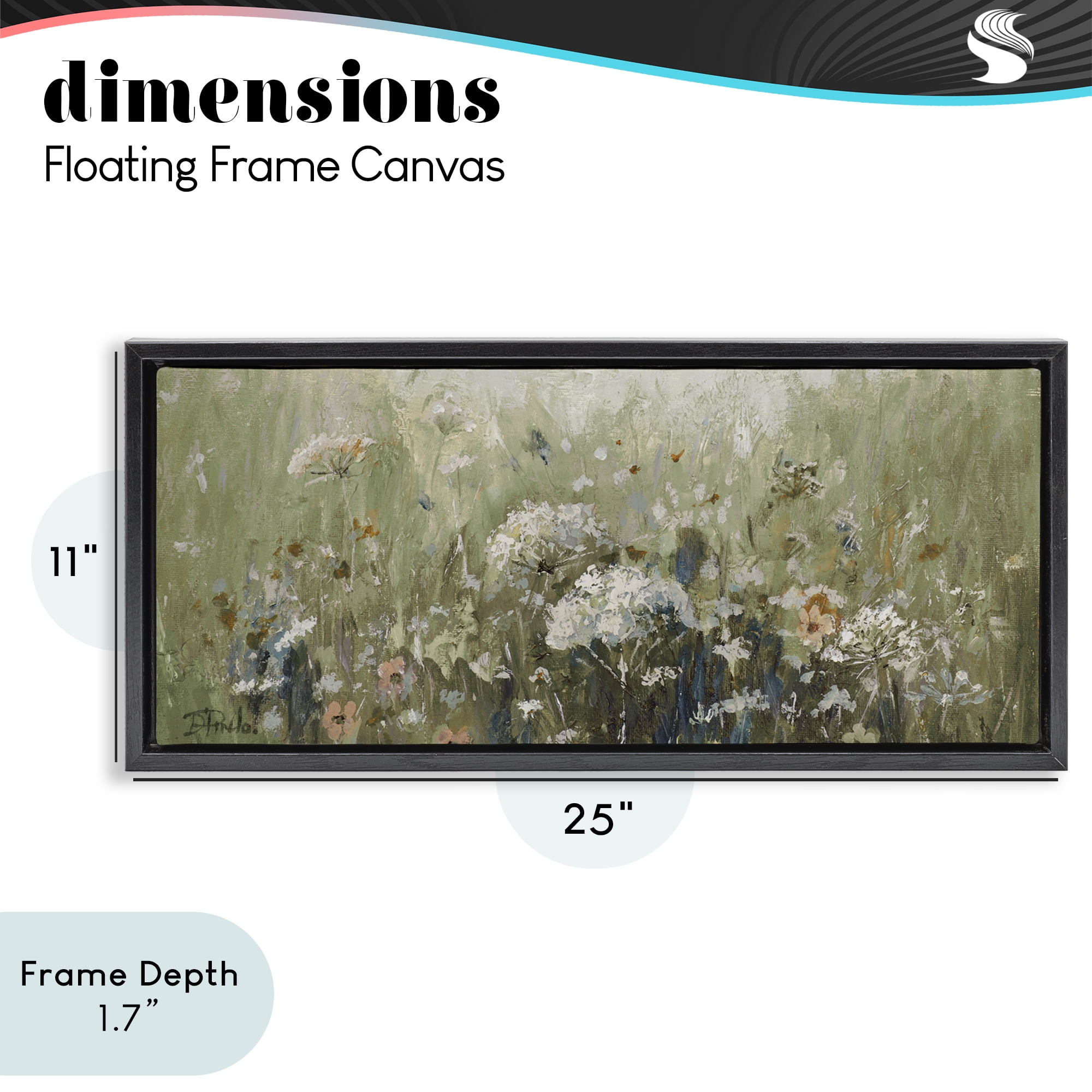 Stupell Industries Mistful Summer Meadow Scene Black Framed Floater Canvas Wall Art, design by Patricia Pinto