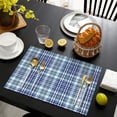 thumbnail image 4 of Blue White and Yellow Checkered Pattern Summer Placemats Table Placemats Set Of 4-Linen Kitchen Washable Placemats Table Mats 11.8"x17.7" Non-Slip Heat Resistant, 4 of 6