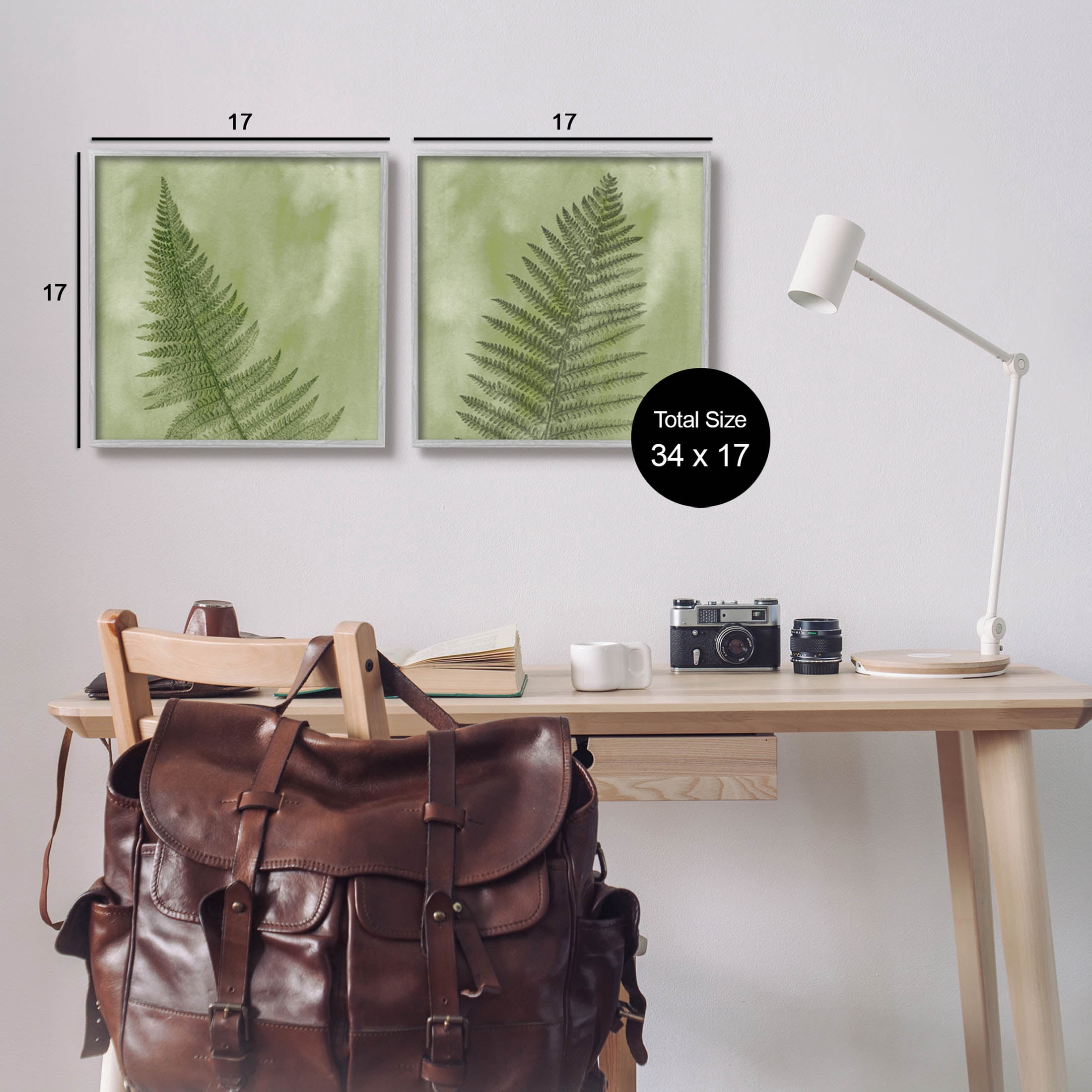 Fern Sprouts Forest Nature Leaves Botanical & Floral Graphic Art Gray Framed Art Print Wall Art, Set of 2