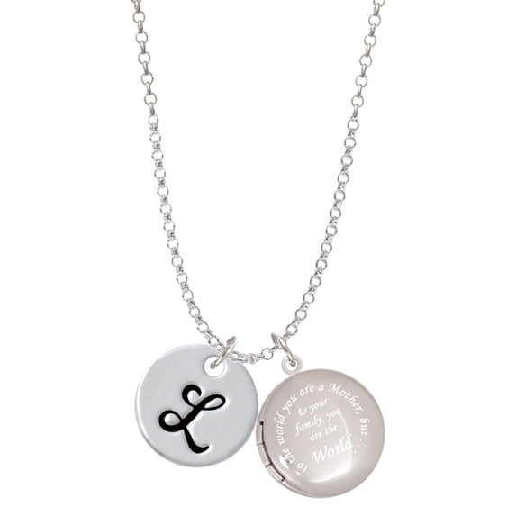 Delight Jewelry Silvertone Large Script Letter - L - 3/4'' Disc - To the World You are a Mother Locket Necklace