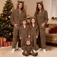 thumbnail image 2 of SGMVNU Family Christmas Hoodie Pajamas with Ears Hood Long Sleeve Zipper Sleepwear Christmas PJ's Festival Cozy Warm Loungewear(Baby, 0-3 Months, Coffee), 2 of 5