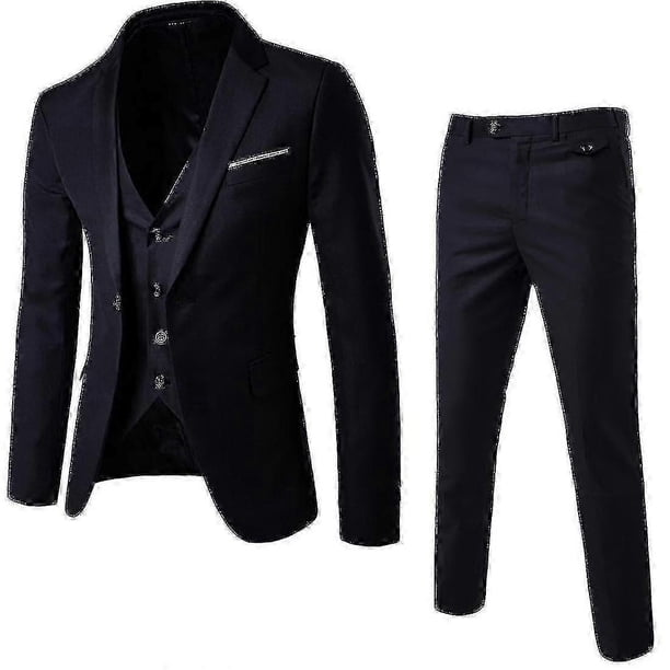 Traje de hombre de 3 piezas, chaqueta, chaleco y pantalón de un solo botón.