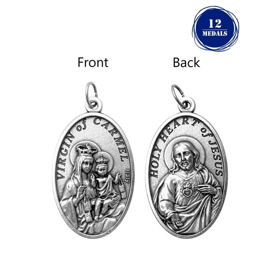 Pack of 12 Saints Medals in oxidized silver made in Italy 1.5" x 1.0"