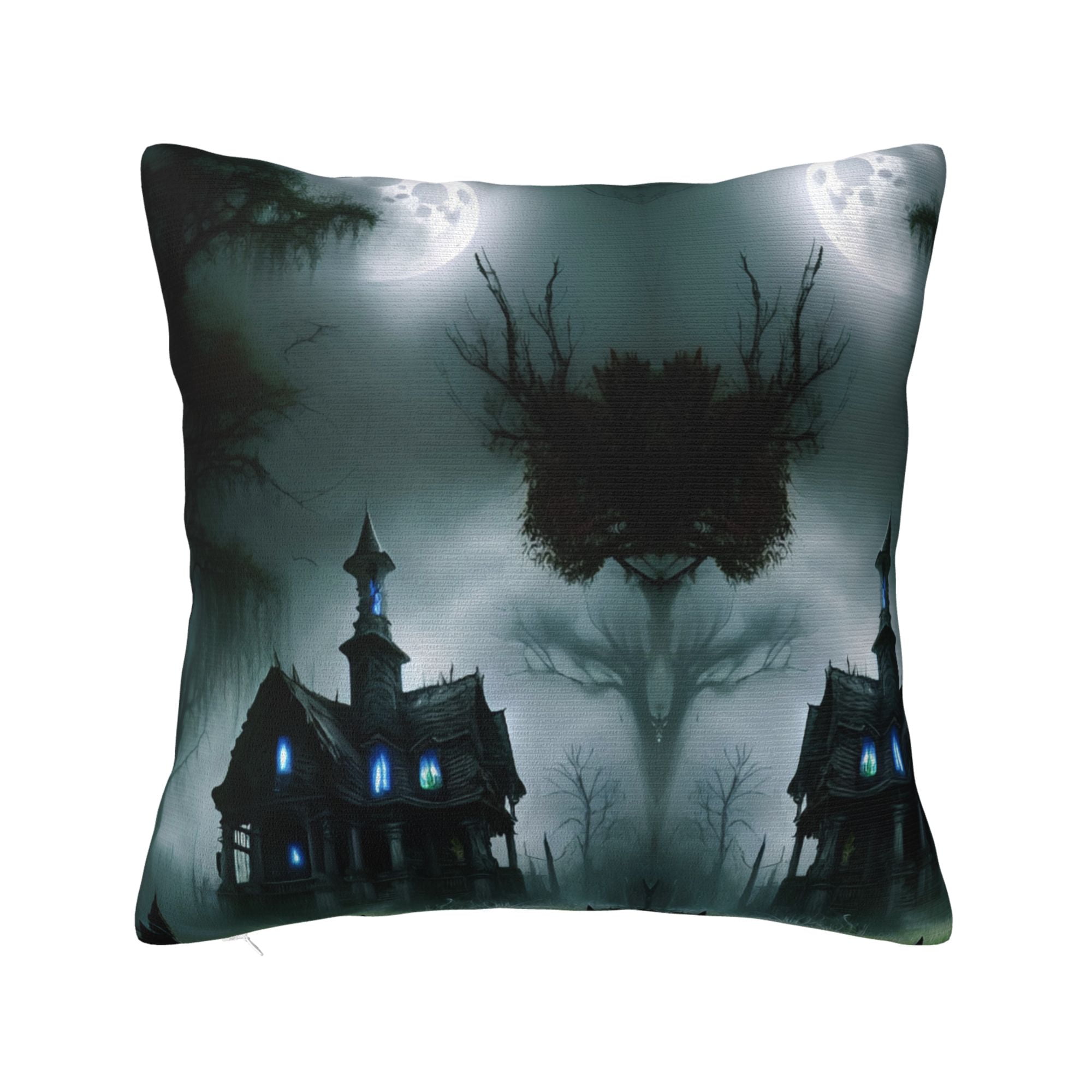 ZICANCN Decorative Throw Pillow Covers , Horror Full Moon Haunted House