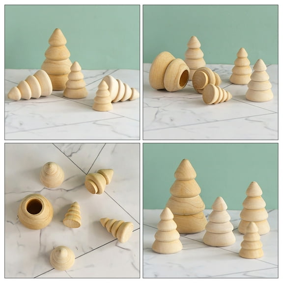 Homoyoyo Unpainted Wooden Christmas Trees Beige for Creative Holiday Decoration and Craft Projects